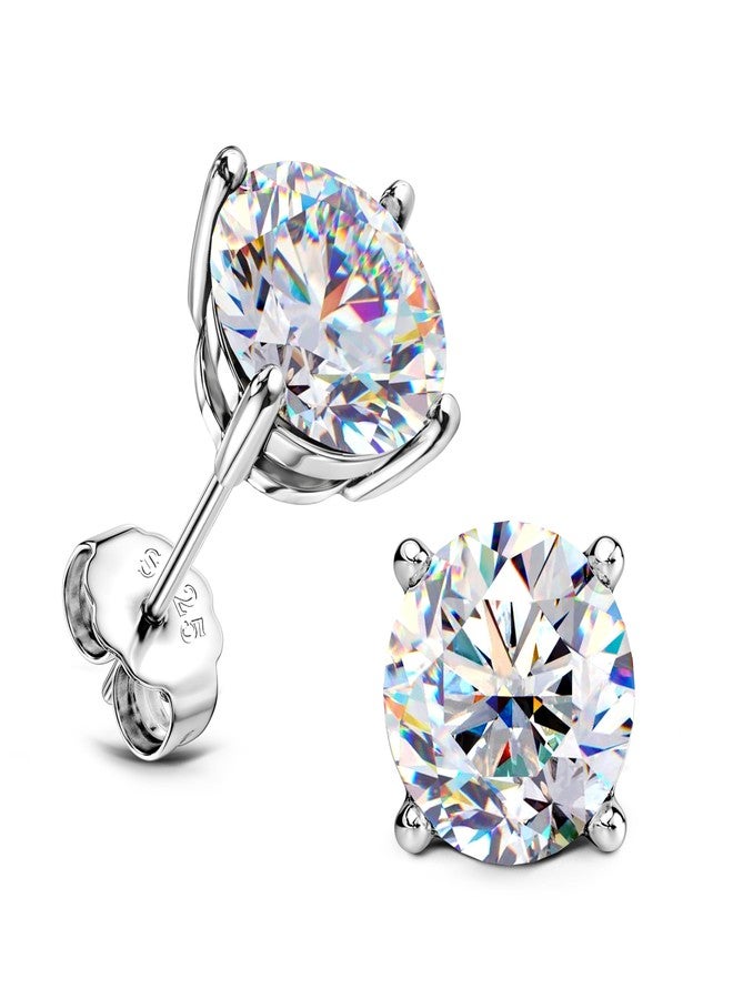 GEMQUEEN Moissanite Stud Earrings : 18K White Gold Plated Solid 925 Sterling Silver Earring Hypoallergenic Dainty Flat Back Stud Earrings Jewelry for Women Men D Color VVS1 Clarity 2ct - Image 1